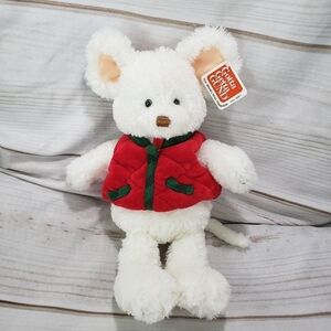 Gund White Mouse Plush Mojo Jr Holiday Stuffed Toy Red Green Vest 11 Inch 88831
